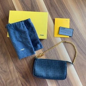 SOLD!! FENDI black pochette zucchino monogram